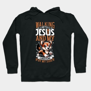 Jesus and dog - Norwegian Lundehund Hoodie